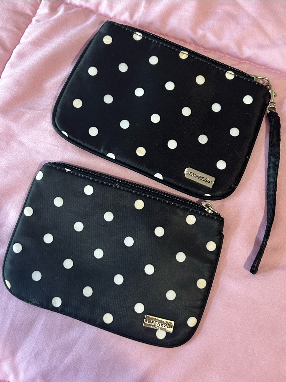 Bundle -2– Express Black & White Polka Dot Wristlet Set